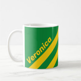 Retro Tropisk Palm Tre Ränder med Namn Kaffemugg