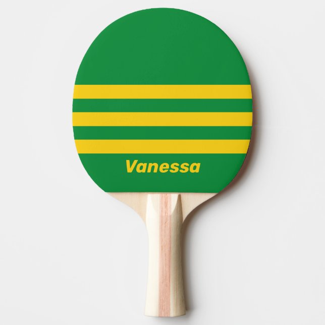 Retro Tropisk Palm Tre Tvärgående Ränder med Namn Pingisracket (Framsidan)