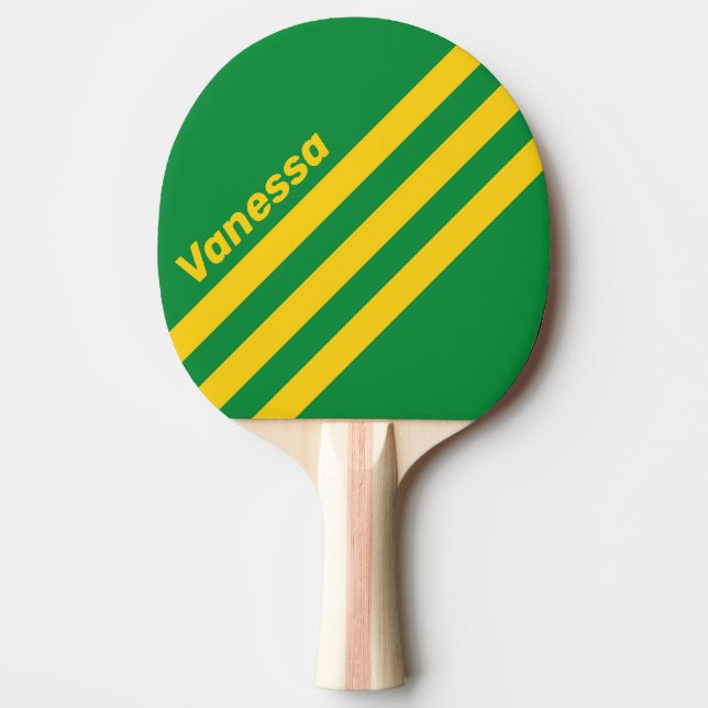 Retro Tropisk Palm Trevinklad Rand med Namn Pingisracket (Framsidan)