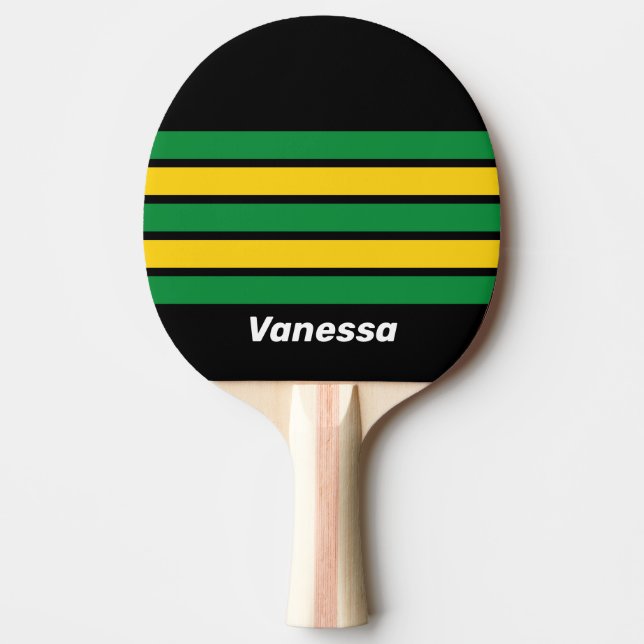 Retro Tropisk Palm Tvärs över Randning med Namn Pingisracket (Framsidan)