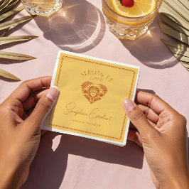 Retro Tropisk Palmträd Pickleball Bröllosdusch Pappersservett