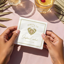 Retro Tropisk Palmträd Pickleball Bröllosdusch Pappersservett