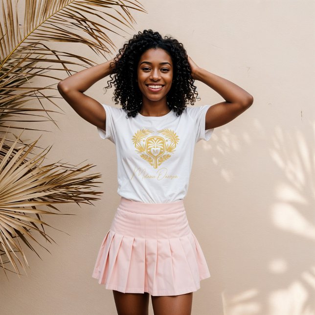 Retro Tropisk Palmträd Pickleball Bröllosdusch T Shirt (Retro Tropical Palm Tree Pickleball Bridal Shower)