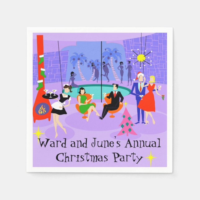 Retro Tropisk Party engångservetter Pappersservett (Framsidan)