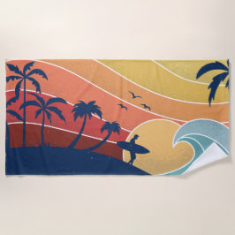 Retro Tropisk persikosurfing Surfer Handflatan Trä