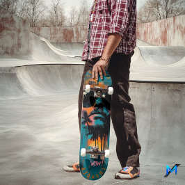 Retro Tropisk Porträtt med Pop Art-vibbar - Cool Mini Skateboard Bräda 18,5 Cm