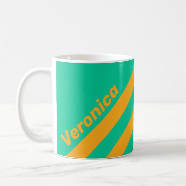 Retro Tropisk Punchränder med namn Kaffemugg (Vänster)