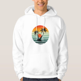 Retro tropisk solnedgång med palmer hoodie