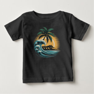 Retro Tropisk Surf -Vintage Stor Våg Palmtree T Shirt