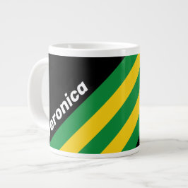 Retro Tropiska Palm Ränder med Namn Jumbo Mugg