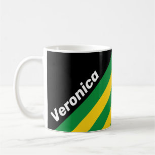 Retro Tropiska Palm Ränder med Namn Kaffemugg