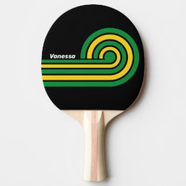 Retro Tropiska Palm Ränder med Namn Pingisracket