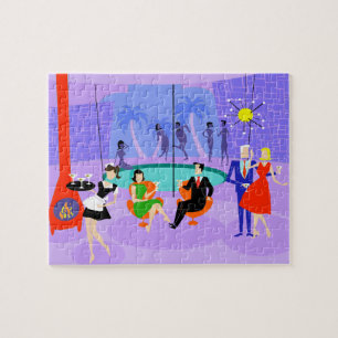 Retro tropiskt cocktailpartypussel pussel