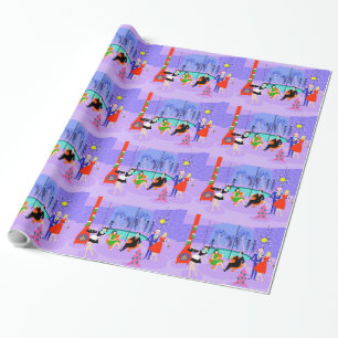Retro tropiskt julparty som slår in papper presentpapper