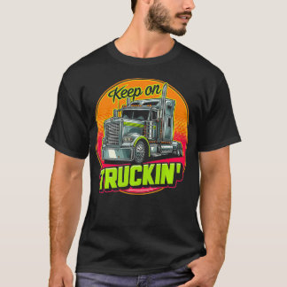 Retro Trucker Lastbil-drivrutin som kör Lastbilar  T Shirt
