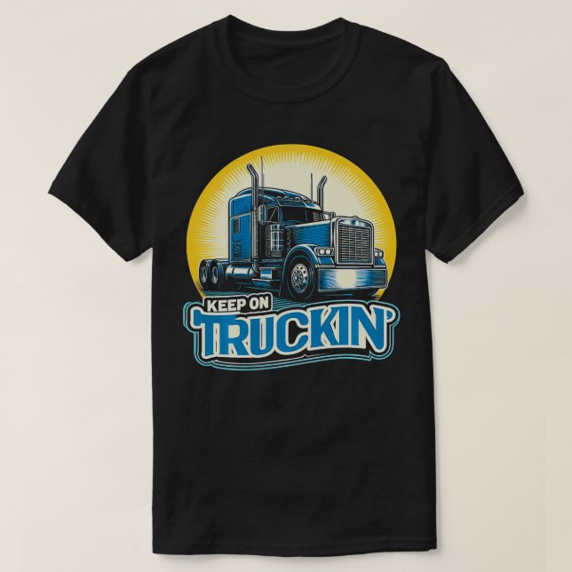 Retro Trucker Lastbil-drivrutin som kör Lastbilar  T Shirt (Design framsida)
