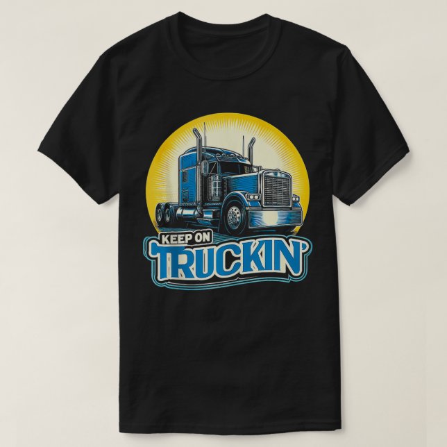 Retro Trucker Lastbil-drivrutin som kör Lastbilar  T Shirt (Design framsida)
