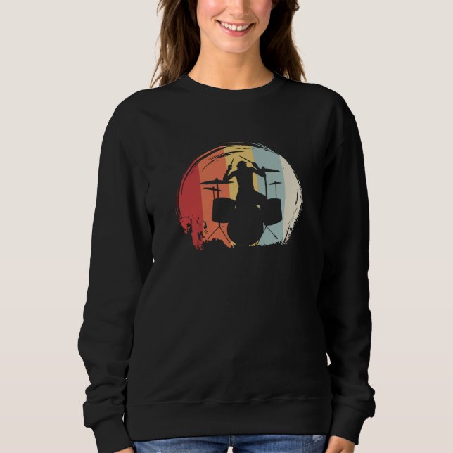 Retro Trummis Trummar T Shirt (Framsida)