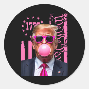 Retro Trump Bubble Gum Rosa USA flagga Runt Klistermärke
