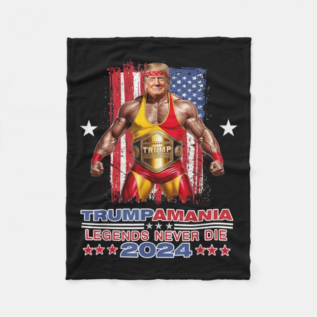 Retro Trump Funny Wrestling Meme Trumpamania 2024 Fleecefilt (Framsidan)