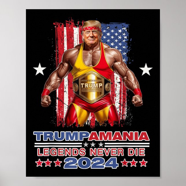 Retro Trump Funny Wrestling Meme Trumpamania 2024 Poster (Framsidan)