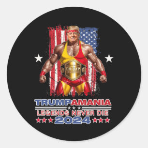 Retro Trump Funny Wrestling Meme Trumpamania 2024 Runt Klistermärke