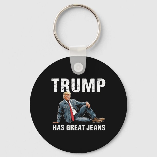 Retro Trump har fantastiska jeans meme 1  Nyckelring (Framsida)