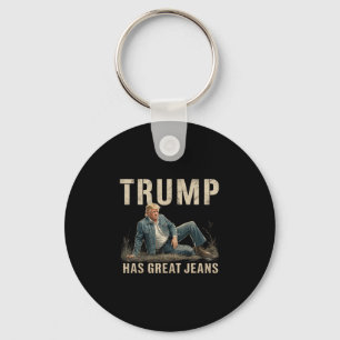 Retro Trump har fantastiska jeans meme Nyckelring