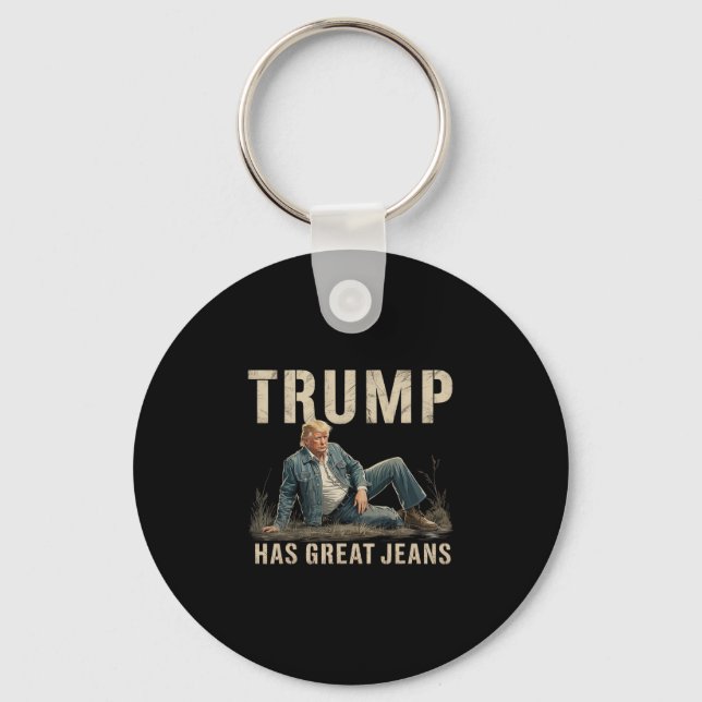 Retro Trump har fantastiska jeans meme Nyckelring (Framsida)