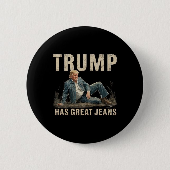 Retro Trump Har Stora Jeans Meme  Knapp (Framsida)