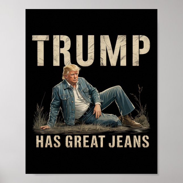 Retro Trump Har Stora Jeans Meme  Poster (Framsidan)