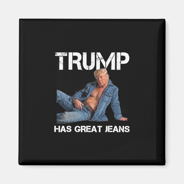 Retro Trump Har Superbra Jeans Meme Vintage  Magnet (Framsidan)