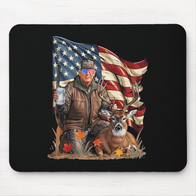 Retro Trump Hunting Hjort Funny Beer Drinking Beer Musmatta (Framsidan)