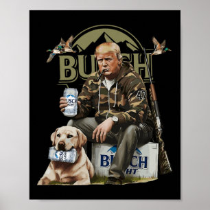 Retro Trump Hunting Hjort Funny Beer Drinking Beer Poster
