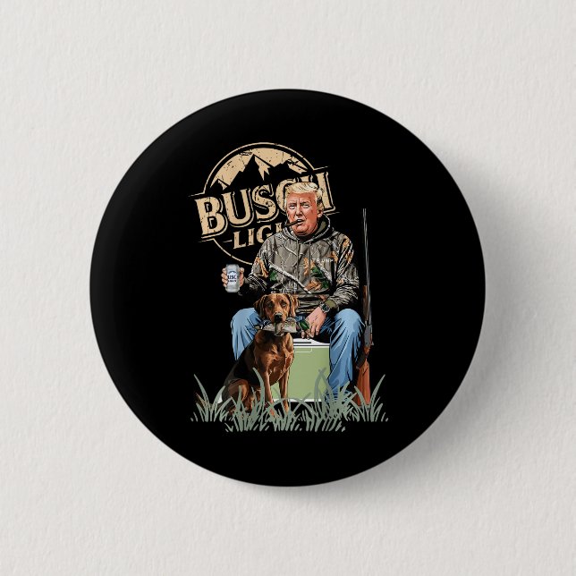 Retro Trump Hunting Hjort Funny Beer Drinking Hunt Knapp (Framsida)