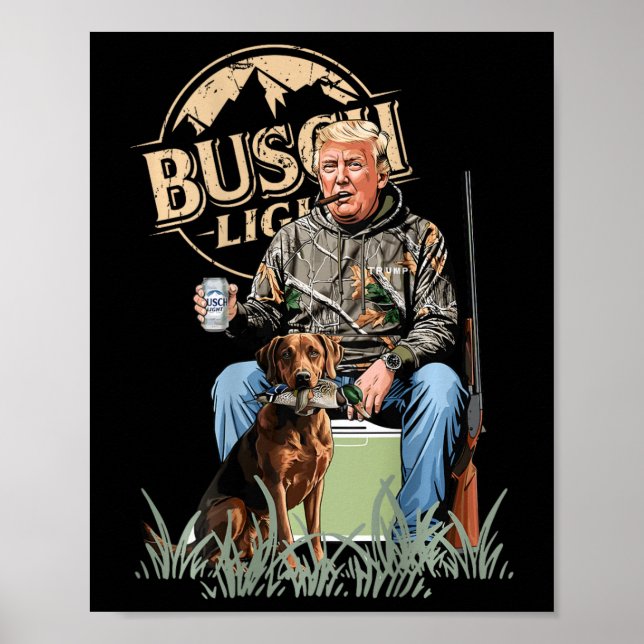Retro Trump Hunting Hjort Funny Beer Drinking Hunt Poster (Framsidan)