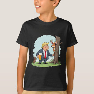 Retro Trump Hunting Hjort Funny Beer Drinking Hunt T Shirt