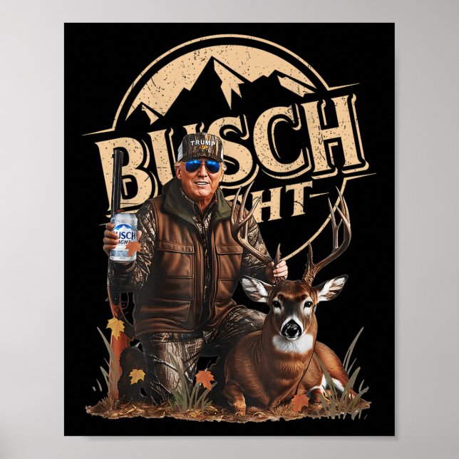 Retro Trump Hunting Hjort Funny Beer Drinking Poster (Framsidan)