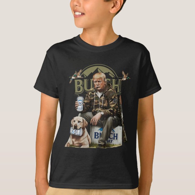 Retro Trump Hunting Hjort Funny Beer Drinking T Shirt (Framsida)