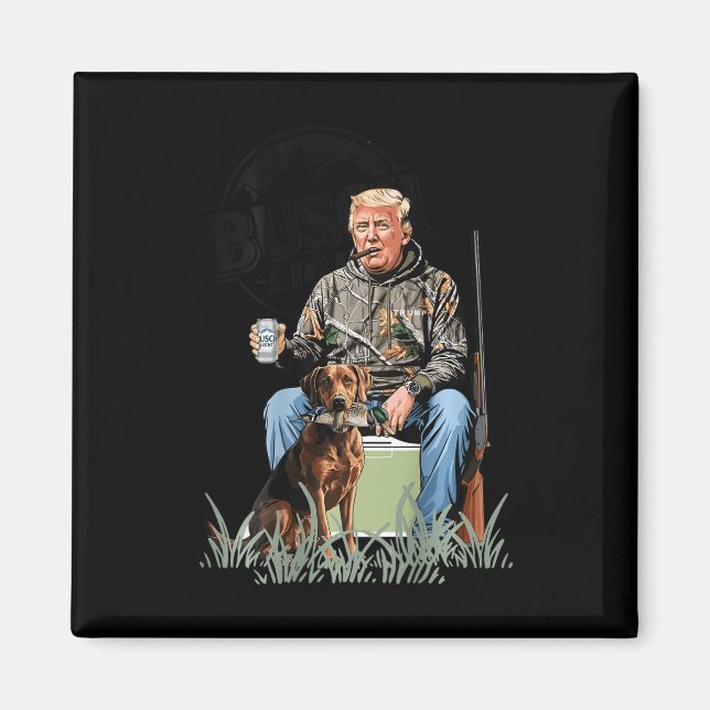 Retro Trump Hunting Hjort Funny Drinking Beer Hunt Magnet (Framsidan)