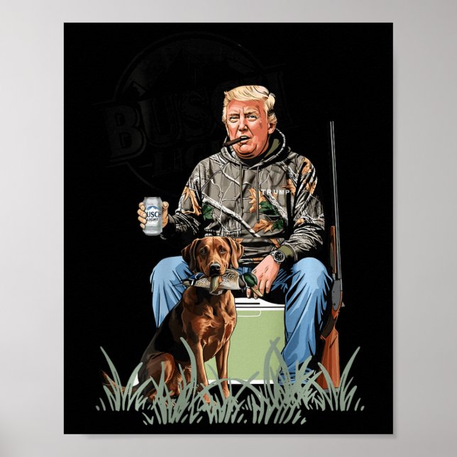 Retro Trump Hunting Hjort Funny Drinking Beer Hunt Poster (Framsidan)