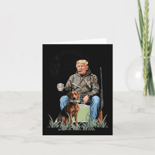 Retro Trump Jagar Hjort Roligt Dricker Öl Jakt Kort