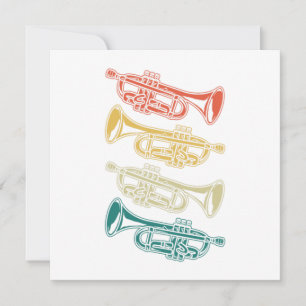 Retro Trumpet Instrument Gift Music Trumpet Inbjudningar