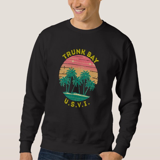 Retro Trunk Bay Vacation Souvenir Palm Tree Lång Ärmad Tröja (Framsida)