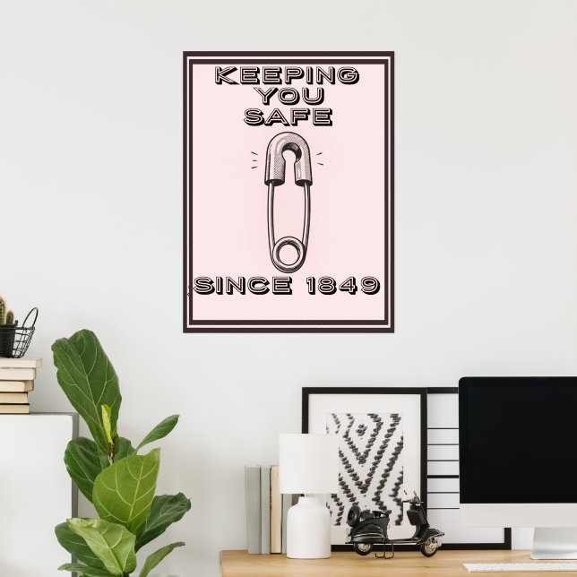 RETRO TRYGGHETSNÅL  POSTER (Hemmakontoret)