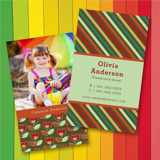 Retro Tulip Blooms och Rand Mönster Photo Mamma (Skapare uppladdad)