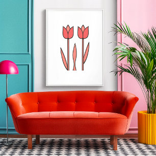 Retro Tulip Duo - Enkelhet i fet Blommigt Poster