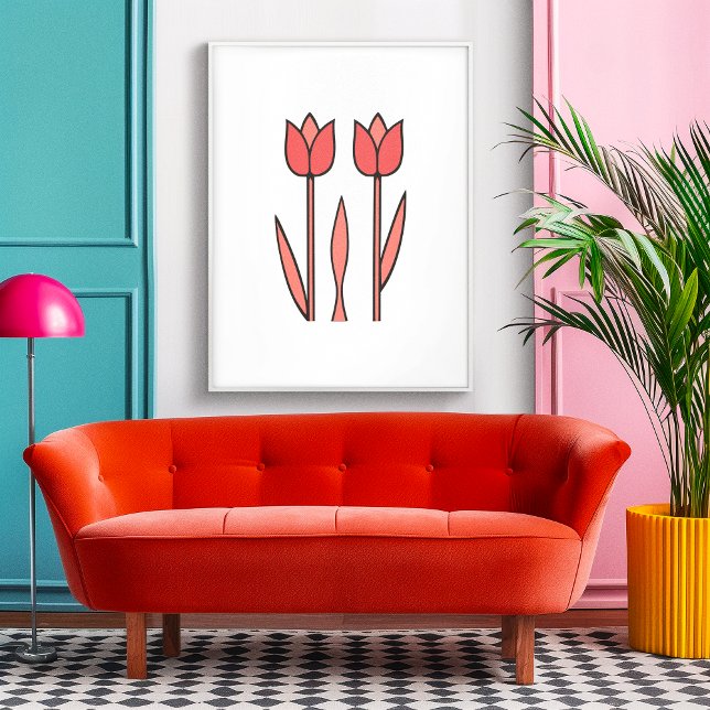Retro Tulip Duo - Enkelhet i fet Blommigt Poster (Skapare uppladdad)
