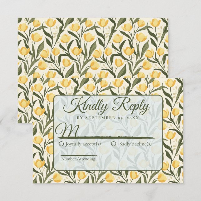 Retro Tulip Floral Backyard Wedding OSA Kort (Fram/baksida)