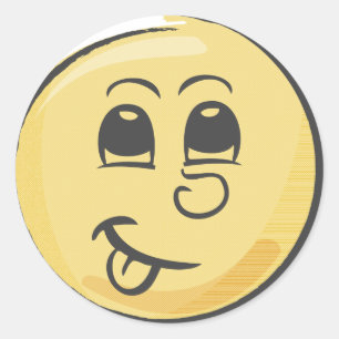 Retro Tunga Emoji Runt Klistermärke